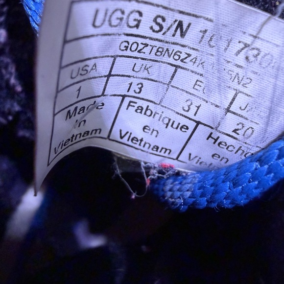 UGG for children, booty style, black and gray with blue laces Size 1 - Picture 6 of 7